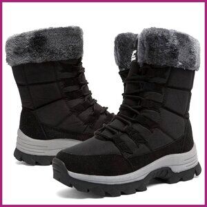 Women's Waterproof Snow Boots Faux Fur Lined Anti-Slip Mid Calf